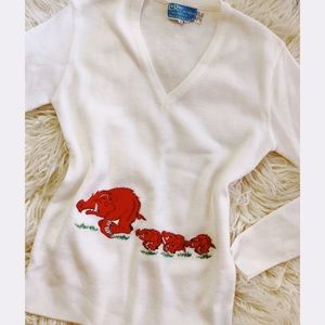 Amazing Vintage 1970s Arkansas Razorbacks Sweater